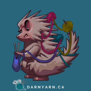 Drawing of Gertie the Darn Yarn mascot
